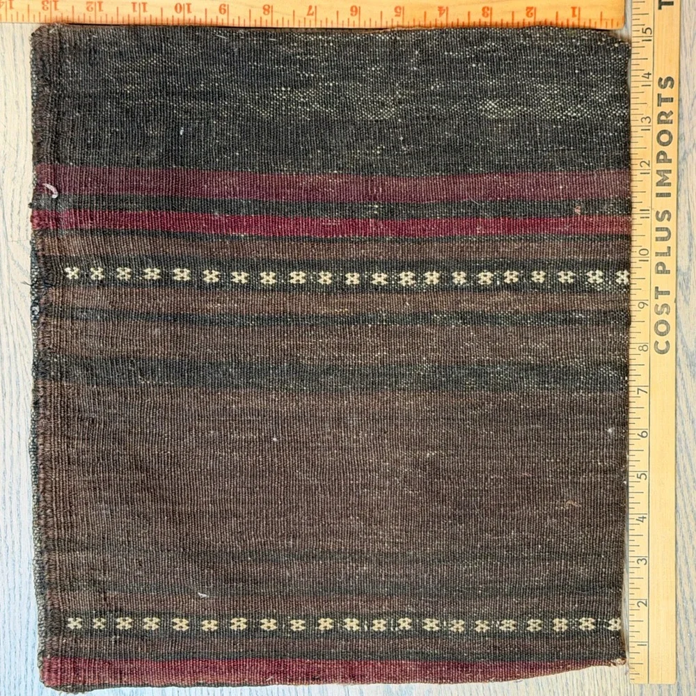 Antique Hand-Knotted Square Turkish Decorative Wool Rug Tribal Boho Rug 14x15 in